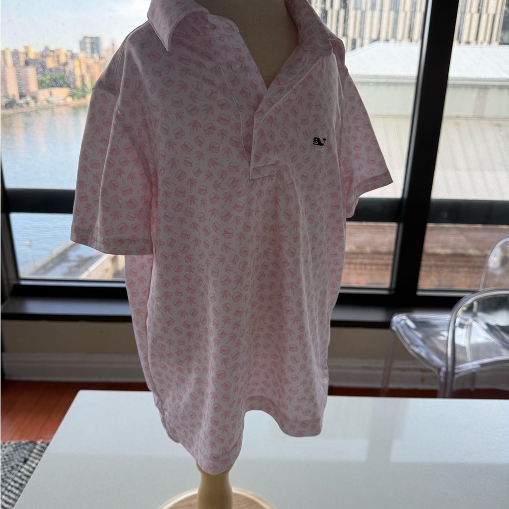 Vineyard Vines Kids Pink Patterned Polo